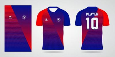 plantilla de camiseta roja azul para uniformes de equipo y diseño de camiseta de fútbol vector