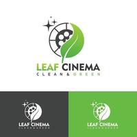 negative and leaf film reel strip production logo vector illustration