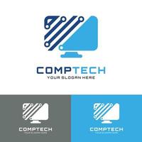 Screen Computer Tech, repair, services logo vector illustration