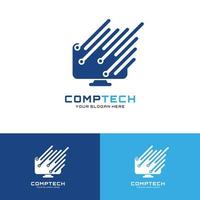 Screen Computer Tech, repair, services logo vector illustration