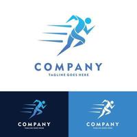 Logotipo de silueta de hombre corriendo, maratón, ilustración de vector de club deportivo