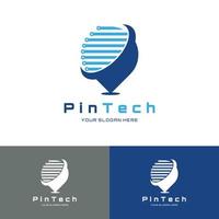 Tech Point logo symbol Pixel pin vector icon illustration design