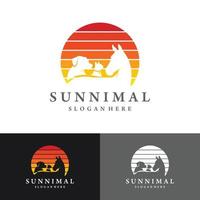 Sunnimal pet care landscapes Horse, Dog, Cat vector illustration