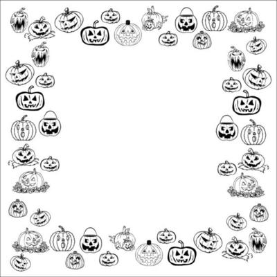 halloween black pumpkin vector frame