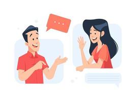 man and woman conversation flat illustration vector