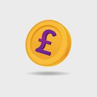 3D icon of Pound Sterling coin vector