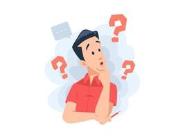 confused man with question mark concept flat illustration vector