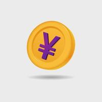 3D icon of yuan coin vector