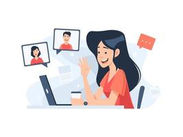 remote meeting concept flat illustration vector