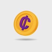 3D icon of cedi coin vector