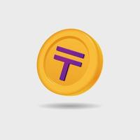 3D icon of Tenge coin vector