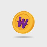 3D icon of won coin vector