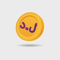 3D icon of Libyan Dinar coin vector