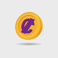 3D icon of cedi coin vector