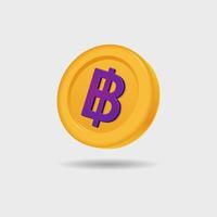 3D icon of Baht coin vector