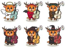 Deer Music Halloween set Cello vector