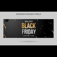 15 por ciento de descuento en banner de viernes negro vector