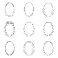 oval style set vector botanical wreaths isolated