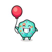 amoeba mascot illustration is playing balloon vector