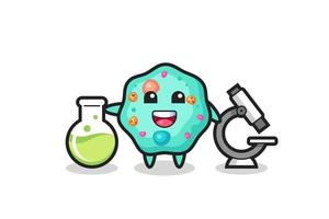 Mascot character of amoeba as a scientist vector