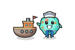 mascota de personaje de ameba como un marinero vector