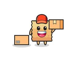Mascot Illustration of raw instant noodle as a courier vector