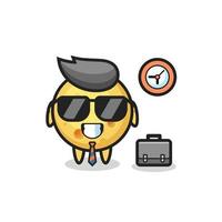 Cartoon mascot of round cheese as a businessman vector