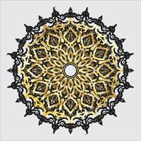 Black and Gold Mandala flower vector