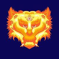 flaming wolf fire design good for t-shirt vector