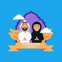 ramadan kareem greeting character vector