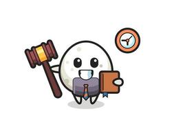 caricatura de mascota de onigiri como juez vector