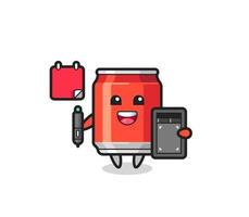 Ilustración de la mascota de la lata de bebida como diseñador gráfico. vector