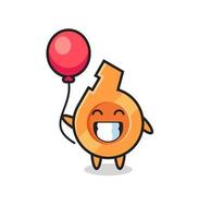 whistle mascot illustration is playing balloon vector