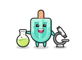 Mascot character of popsicles as a scientist vector