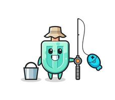 personaje de mascota de paletas como pescador vector