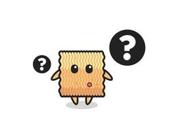 Cartoon Illustration of raw instant noodle with the question mark vector
