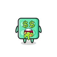 brick toy character with an expression of crazy about money vector