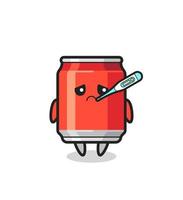 drink can mascot character with fever condition vector