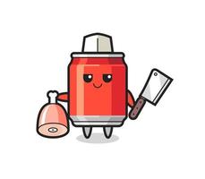 Illustration of drink can character as a butcher vector