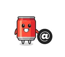 Cartoon Illustration of drink can standing beside the At symbol vector