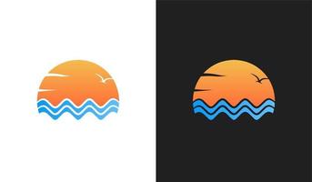 sunset logo design element vector