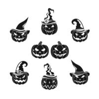 colección de silueta de decoración de diseño de calabaza de halloween vector