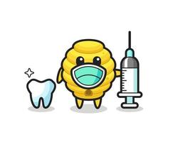 Mascot character of bee hive as a dentist vector