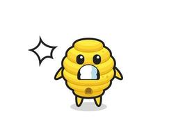 bee hive character cartoon with shocked gesture vector