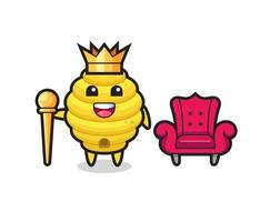 Mascot cartoon of bee hive as a king vector