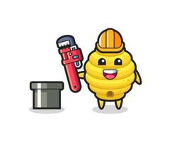 Character Illustration of bee hive as a plumber vector