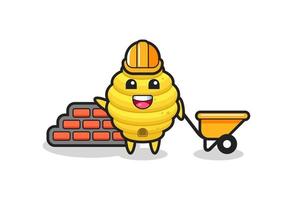 Cartoon character of bee hive as a builder vector