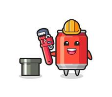 Character Illustration of drink can as a plumber vector