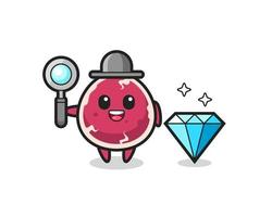 Ilustración de personaje de carne con un diamante. vector