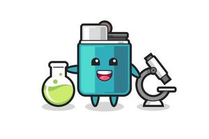 Mascot character of lighter as a scientist vector